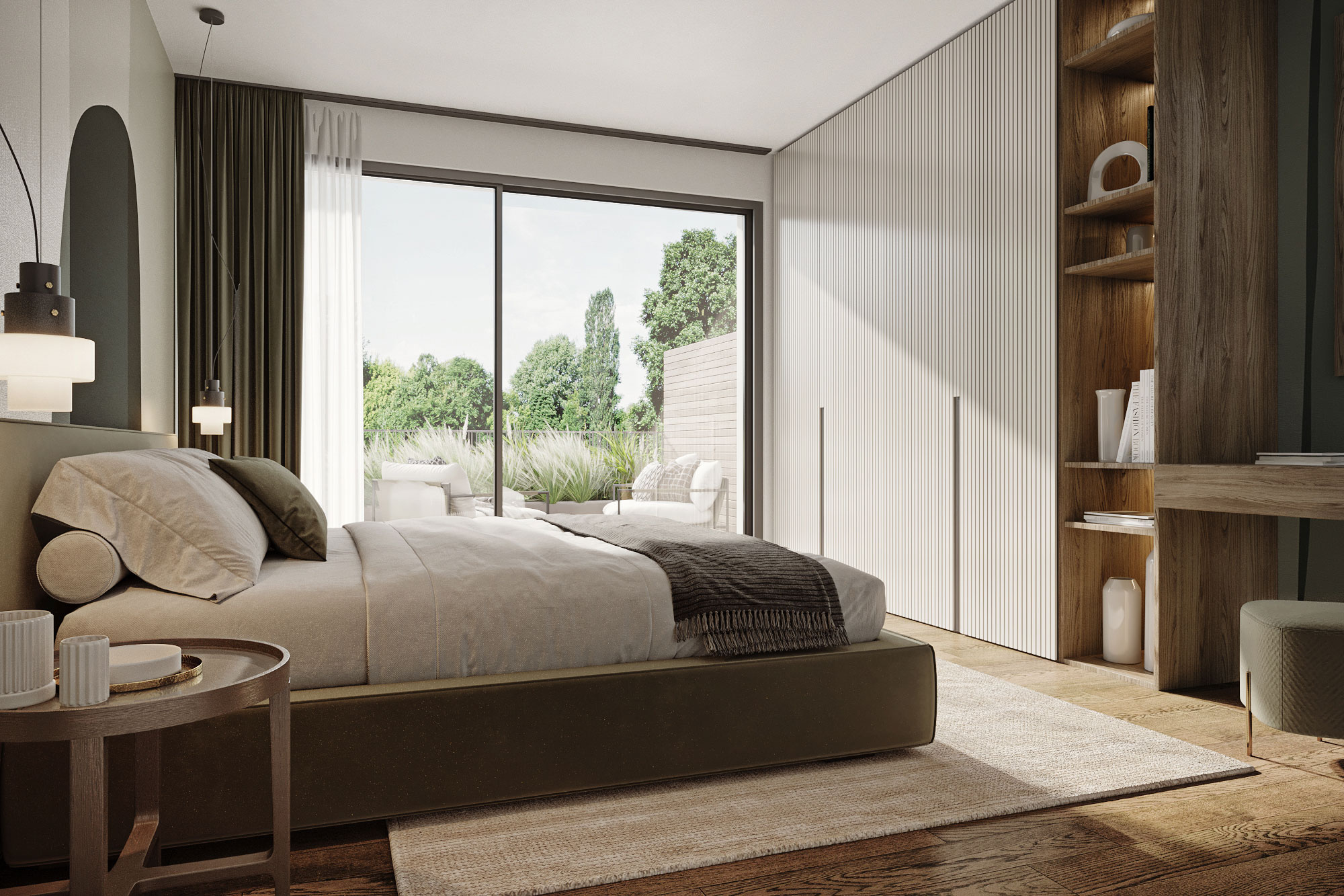 Borgo Campo Verde - Vista della stanza patronale con letto matrimoniale, ampio armadio e dinette