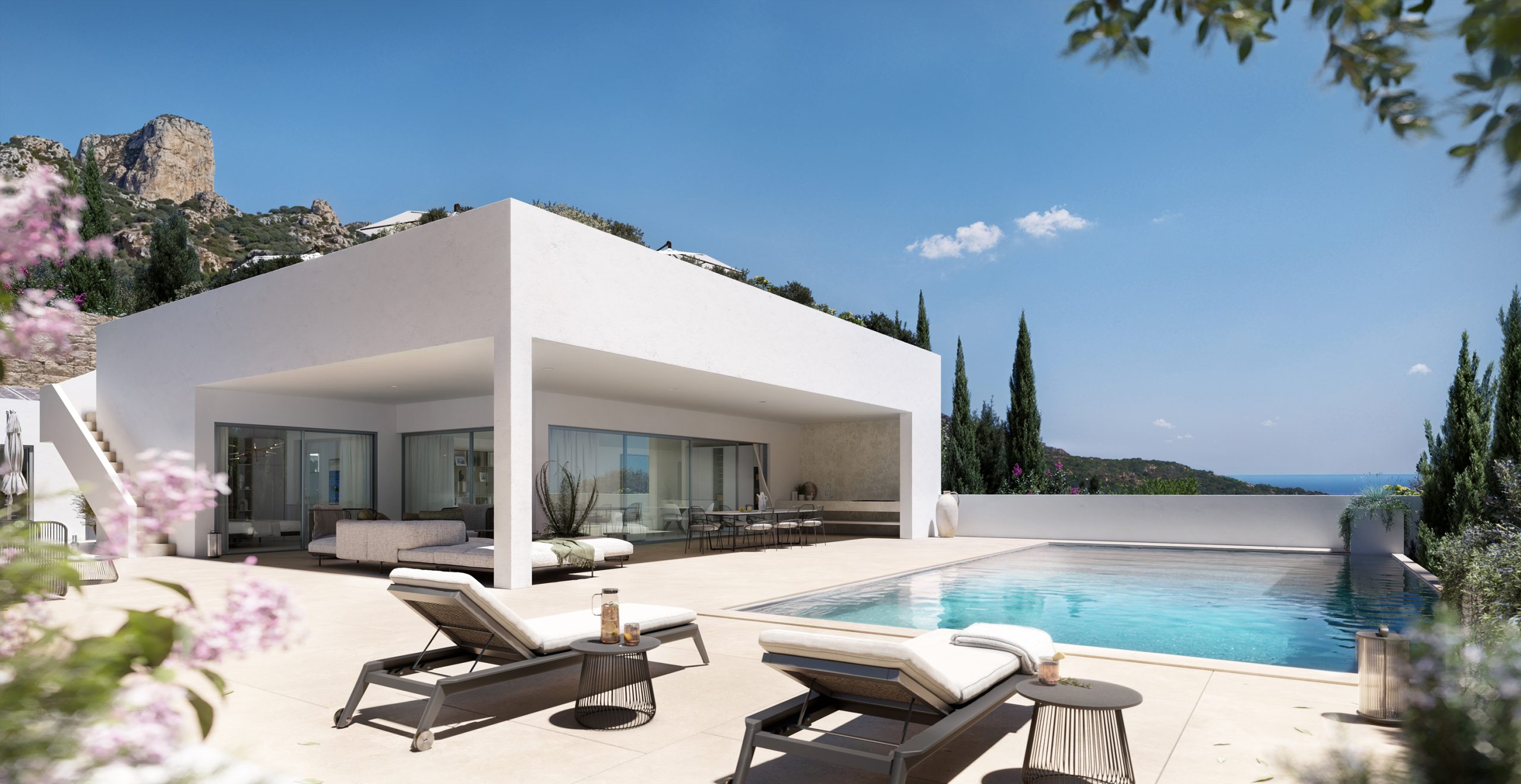 Villa Pintadera - Vita laterale della piscina con alcuni lettini