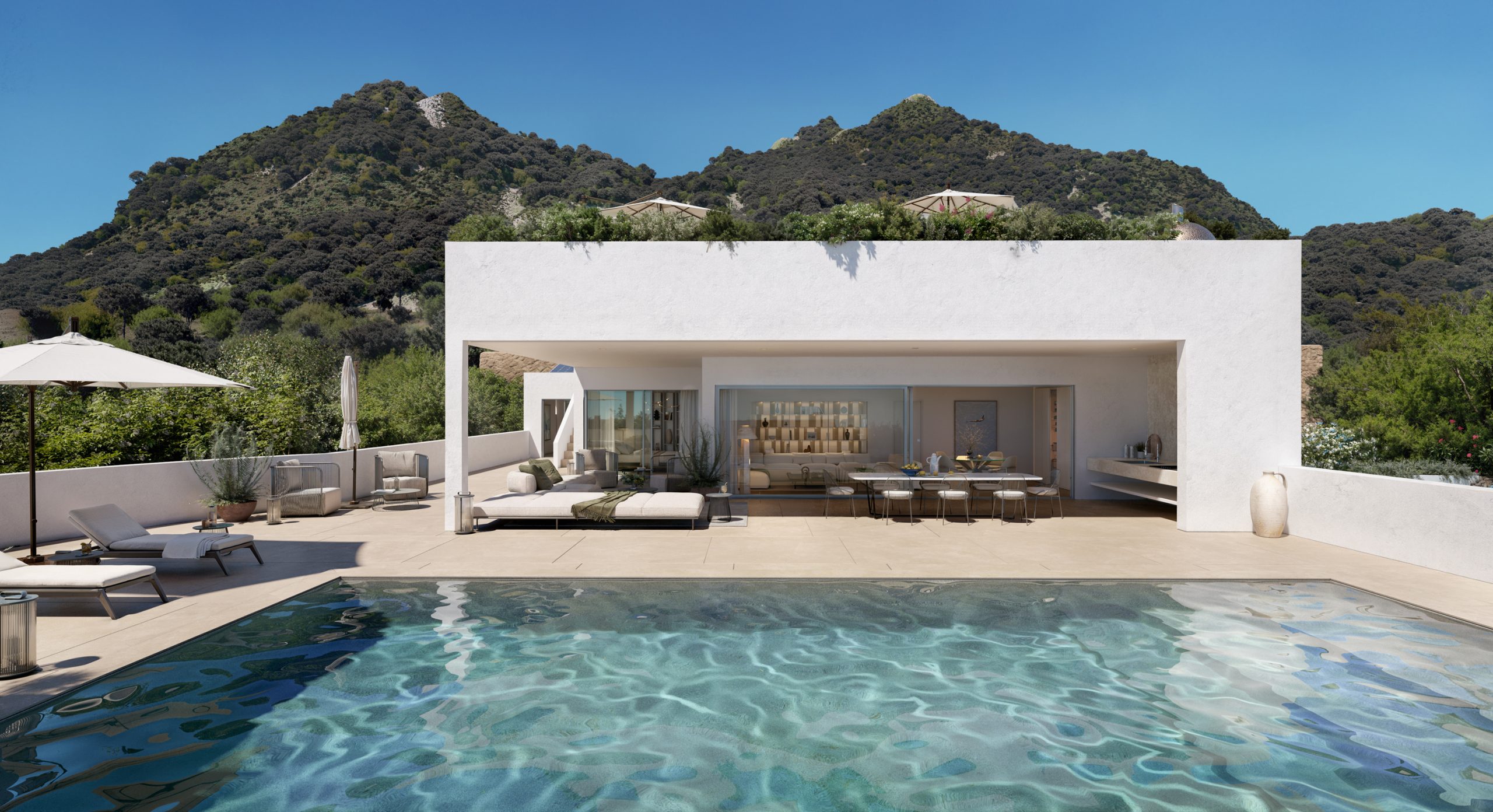 Villa Pintadera - Vista frontale della villa con la piscina