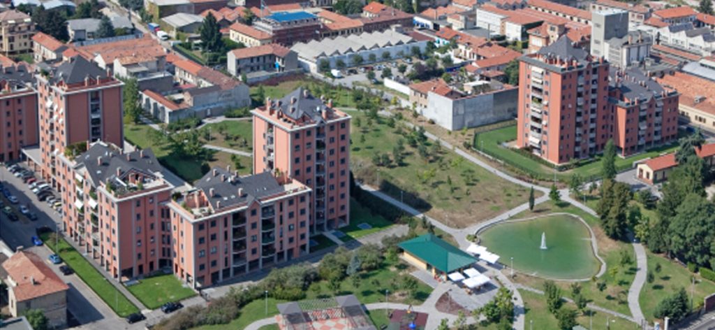 Vista aerea del complesso di via Espinasse a Busto Arsizio