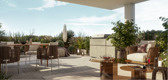 Vista di attico dining di appartamento in residenza Casa del Bardo